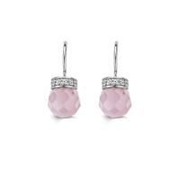 Ti Sento Earrings Drop Silver With Pink And White Cubic Zirconia Bead