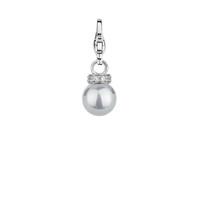 ti sento charm charming silver and white pearl bead cubic zirconia top