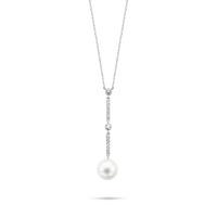 Ti Sento Ladies Silver Cubic Zirconia Pearl Pendant 3837PW