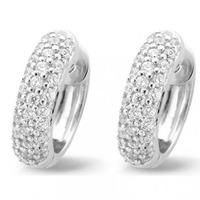 ti sento silver round cubic zirconia pave hoops 7225zi