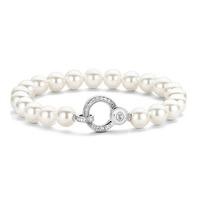 Ti Sento Silver 8mm Pearl and Cubic Zirconia Bracelet 2865PW