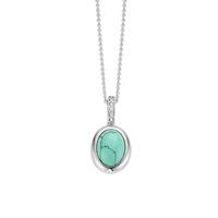 Ti Sento Silver Bezel-set Synthetic Turquoise and Cubic Zirconia Pendant 6729TQ