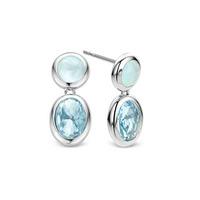 Ti Sento Silver Bezel-set Blue Crystal Dropper Earrings 7745WB
