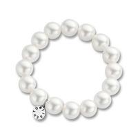 Ti Sento Ladies Silver 10mm White Simulated Pearl Bead Large Bracelet 2525PW