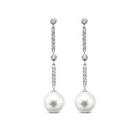 Ti Sento Ladies Silver Cubic Zirconia Pearl Dropper Earrings 7697PW