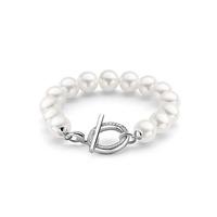 Ti Sento Ladies Silver Cubic Zirconium And White Simulated Pearl Bead Bracelet 2430PW