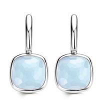 Ti Sento Ladies Silver Blue Faceted Cubic Zirconium Hook Earrings 7673LB
