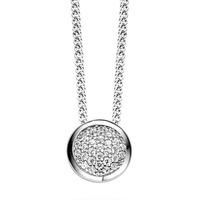 ti sento ladies silver round cubic zirconium pave pendant 3812zi42