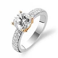 Ti Sento Ladies Rose-Plated Silver Solitaire Cubic Zirconium With Shoulders Ring 1737ZR/54