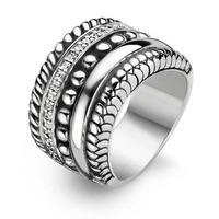 Ti Sento Silver Cubic Zirconia Oxidised Ring 1835ZI/56