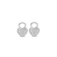 Ti Sento Silver Cubic Zirconia Pave Heart Earring Charms 9182ZI