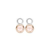 ti sento rose gold plated round bezel set rose crystal earring charms  ...