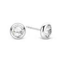 Ti Sento Silver Round Bezel-set Crystal Stud Earrings 7748ZI