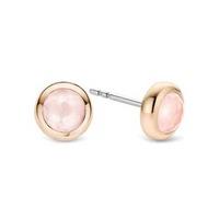Ti Sento Rose Gold-plated Round Bezel-set Rose Crystal Stud Earrings 7748LP
