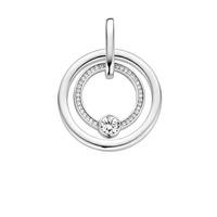 ti sento silver double open circle cubic zirconia loose pendant 6755zi