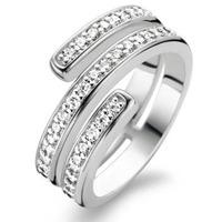 ti sento ladies silver cubic zirconium coil ring 1866zi56