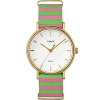Timex Weekender Ladies Gold Plated Fabric Strap Watch TW2P91800