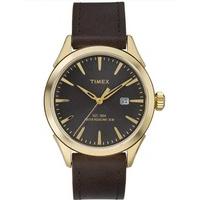 timex mens elevated classic brown leather strap watch tw2p77500