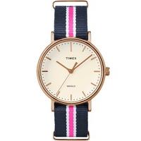 Timex Weekender Ladies Rose Gold Plated Fabric Strap Watch TW2P91500
