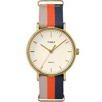 Timex Weekender Ladies Gold Plated Fabric Strap Watch TW2P91600