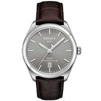 TissotÂ Mens Stainless Steel Brown Leather Strap Watch T1014071607100