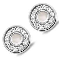 ti sento ladies silver cubic zirconium and mother of pearl stud earrin ...