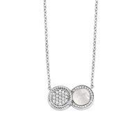 ti sento silver overlaid mother of pearl and pave disc necklace 3881mw ...