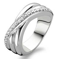 ti sento ladies silver cubic zirconium crossover ring 1861zi54