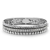 ti sento ladies oxidised silver three row cubic zirconium bangle 2776z ...