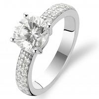 Ti Sento Ladies Silver Cubic Zirconium Shoulder Four Claw Solitaire Ring 1737ZI/56