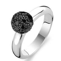 ti sento ladies silver black cubic zirconium ball ring 1443zb p