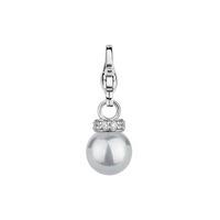 ti sento ladies silver grey simulated pearl and cubic zirconia ball ch ...