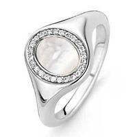 ti sento silver oval mother of pearl and cubic zirconia ring 12085mw54