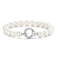 ti sento silver 8mm pearl and cubic zirconia bracelet 2865pw