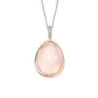 Ti Sento Silver and Rose Gold-plated Pear-shape Rose Crystal Pendant 6748LP