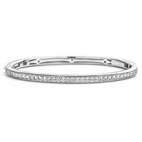 ti sento silver oval channel set cubic zirconia bangle 2298zi