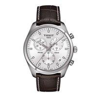 tissot gents pr100 chronograph brown leather watch