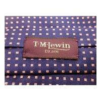 T.M.Lewin Navy and Pink Mini Square Woven Multicoloured Silk Tie