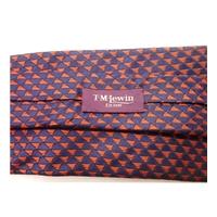 T.M.Lewin Navy Blue and Red Diamond Pattern Multicoloured Silk Tie