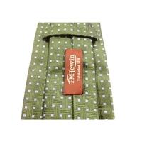 tm lewin designer silk tie green with tiny blue square design