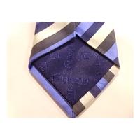 TM Lewin Silk Tie Blue And Silver Stripe