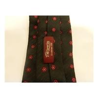 TM Lewin Silk Tie Black With Small Red Daisy