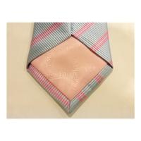 TM Lewin Silk Tie Blue With Pink Stripes