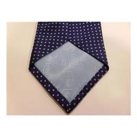 TM Lewin Silk Tie Blue With Small Light Blue Square Design