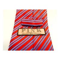 TM Lewin Silk Tie Red With Blue Stripe