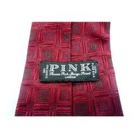 TM Lewin Silk Tie Ruby Red With Square Design