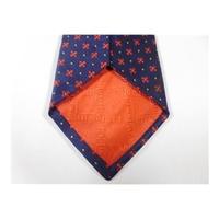 TM Lewin Silk Tie Blue With Red Flower Design