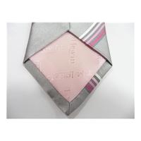 tm lewin silk tie silver grey with pink white stripe