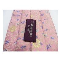 TM Lewin Silk Tie Pink With Yellow & Blue Floral Design