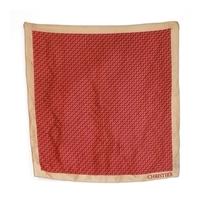 TM Lewin Red And Cream Herringbone 100% Silk Scarf With Stitched Edges